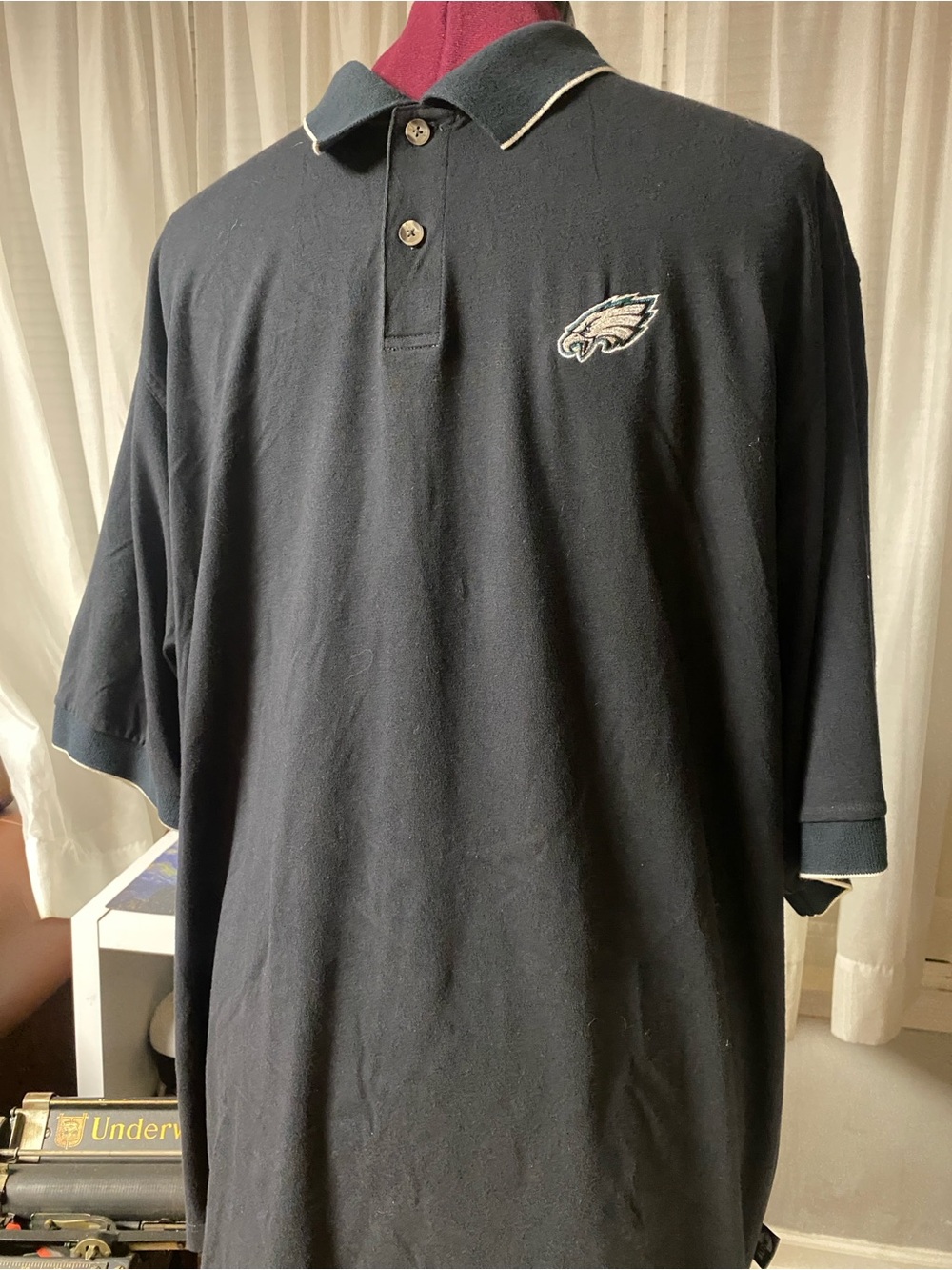Men's Black Polo Shirt with Embroidered Team Patch